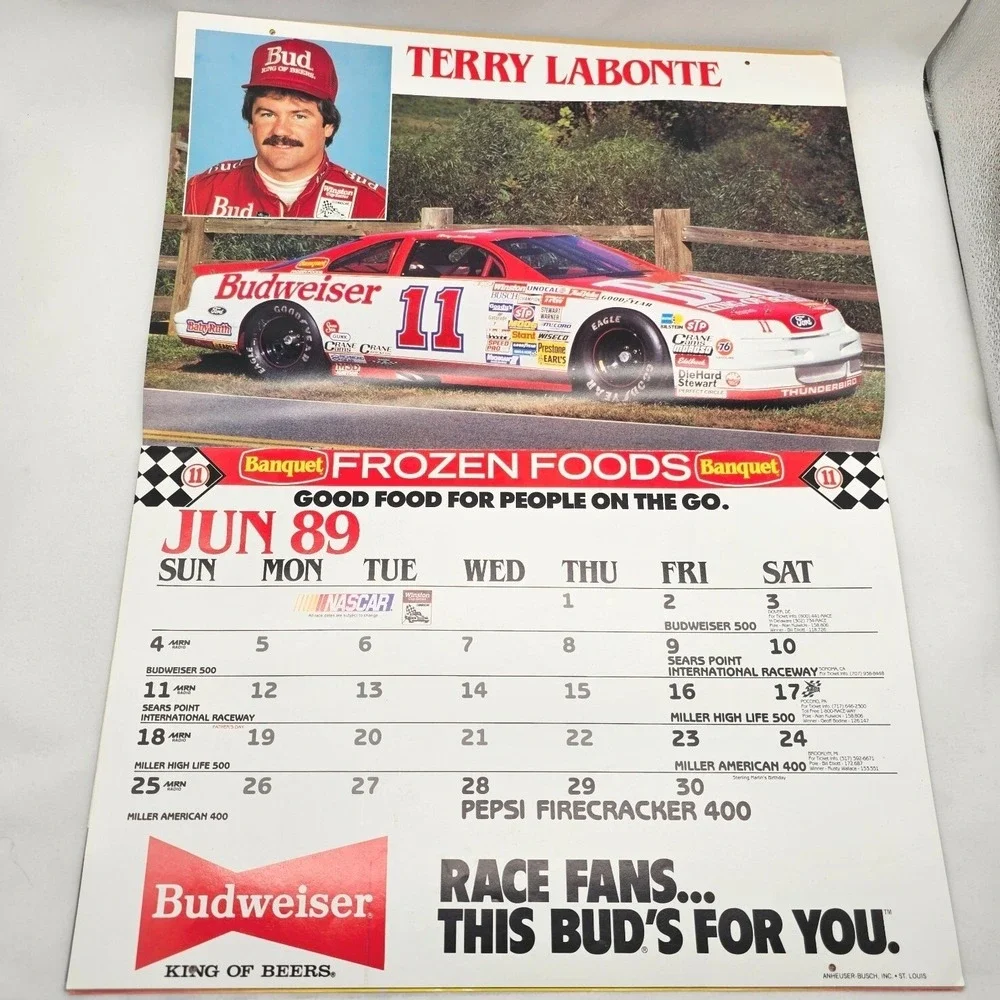 1989 NASCAR Winston Cup Driver Calendar Racing Motorsports Stock Cars Vintage